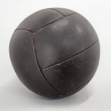 Large Vintage Black Leather Medicine Ball, 1930's / Heavy Leather Ball / Exercise Equipment / Workout 