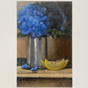 Elizabeth Hutchinson Painting - Hydrangeas, Silver, and Lemon