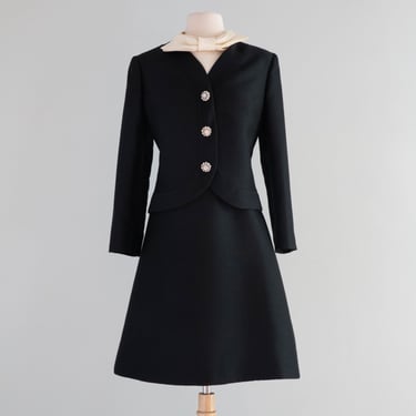 Fabulous 1960's Silk Cocktail Dress &amp; Matching Jacket By Maisonette / Medium