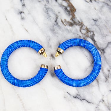 Vintage Cobalt Blue Round Hoop Earrings 