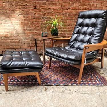 Mid-Century Tufted Lounge Chair and Ottoman