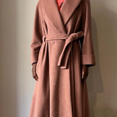 Thierry Mugler taupe angora blend robe coat 