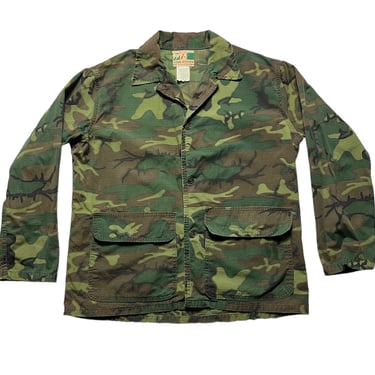Vintage 1970s Game Winner Sportswear ERDL Camouflage Cotton Ripstop Jacket ~ L ~ Vietnam War ~ Civilian Camo ~ Hunting 