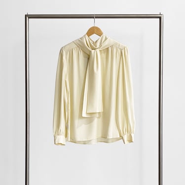 Ivory Silk Tie Blouse