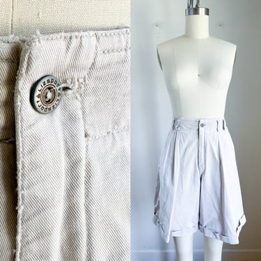 Vintage Distressed Khaki High Waist Shorts / 26" waist 