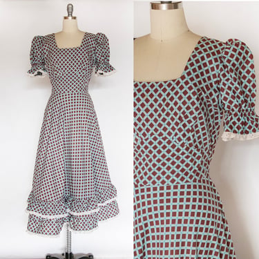 1940s Dress Cotton Full Skirt S 