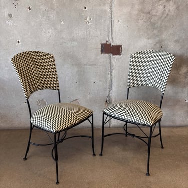 Olive and Cream Woven Cast Iron Patio Chairs #2