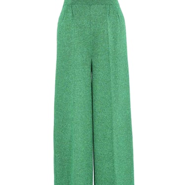 1970s Metallic Green Knit Pants