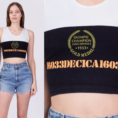 90s Olympic Champion Crop Top - Extra Small | Vintage Color Block Decica Paris Sportswear Color Cropped Athletic Tank 