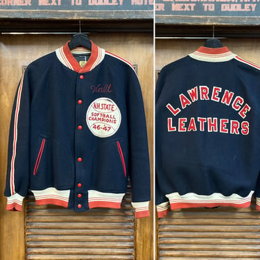 Vintage 1940’s “Lawrence Leathers” Varsity Athletic Wool Bomber Jacket, 40’s Sports Jacket, Vintage Clothing 