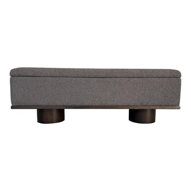 Four Hands Modern Dark Taupe Boucle Storage Trunk/Bench