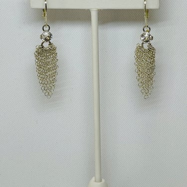 Ferrara Sterling Silver Rhinestone and Chain Earrings