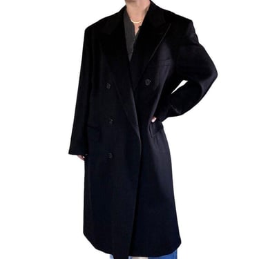 Vintage Loro Piana Black 100% Cashmere Double Breasted Minimalist Trench Coat 