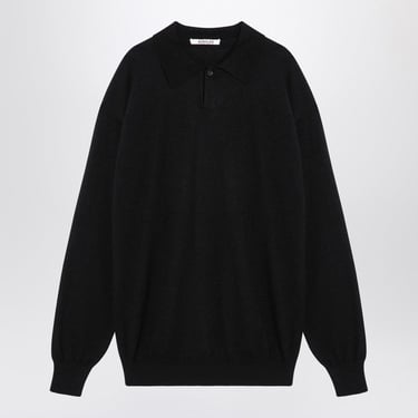 Auralee Black Wool Blend Polo Jumper Men