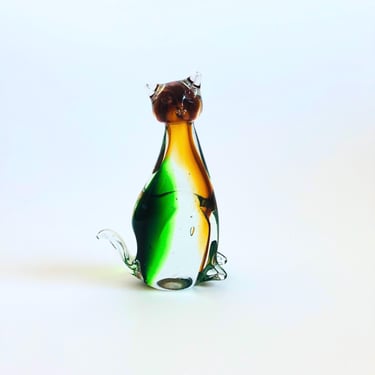 Vintage Art Glass Cat 