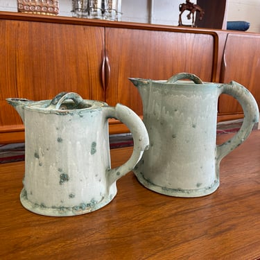Modern Ceramic Pottery Glazed Teapots Signed by Anne A. E. Hirondelle