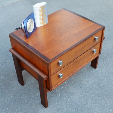 Gorgeous RS Teak 2 Drawer Bedside Table w/ Afromosia Cradle Base & Zebra Drawers
