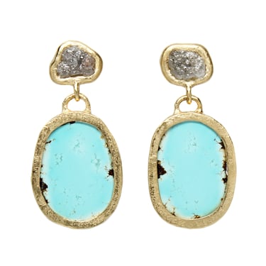 One-of-a-Kind Diamond and Turquoise Dangles