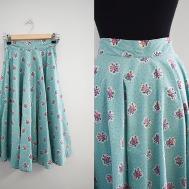 1950s Floral Cotton Circle Skirt 