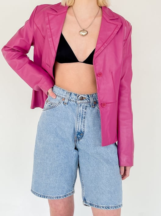 Pink Leather Blazer (S-M)