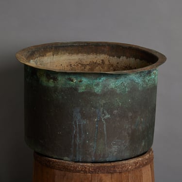 19th Century Large French Copper Pot with a Drainage Hole in Bottom