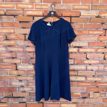vintage 50s blue sheer fit and flare mini dress / l xl extra large 