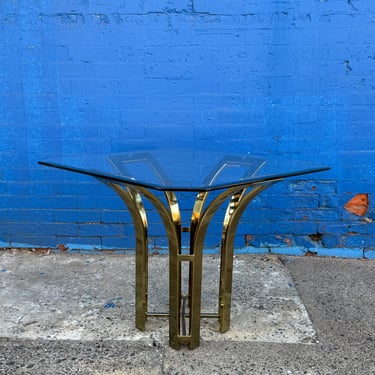 Baughman Style Brass and Glass Tulip Side Table 