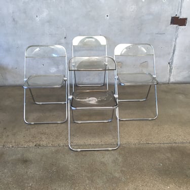 Set of Four Lucite & Chrome Plia Chairs by Giancarlo Piretti for Castelli Italy