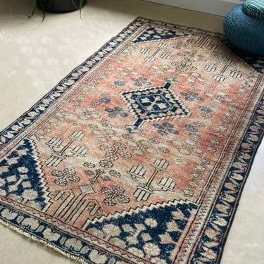 Hand-knotted Navy and Terracotta Persian Rug
