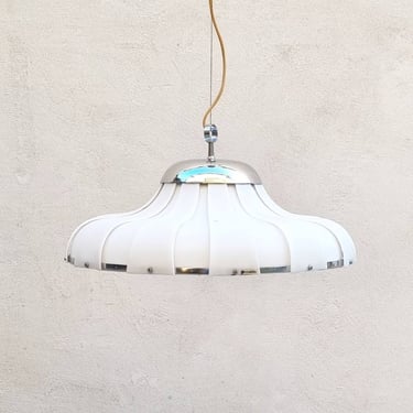 Rare Mid Century Ceiling Lamp / Meblo Guzzini XL Pendant Lamp / Space Age Ceiling Light / iGuzzini Lamp / White Acrylic Lamp / Italy / '70s 