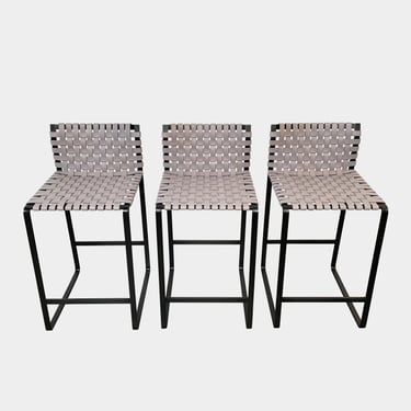 Low Woven Back Counter Stool Set