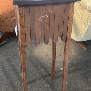 Short Wooden Fence Lined End Table