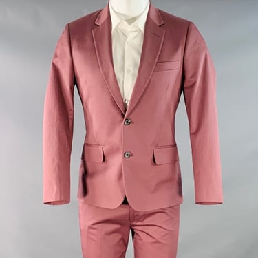 PAUL SMITH Size 38 Burgundy Mauve Cotton Blend Single Breasted Slim Fit Suit