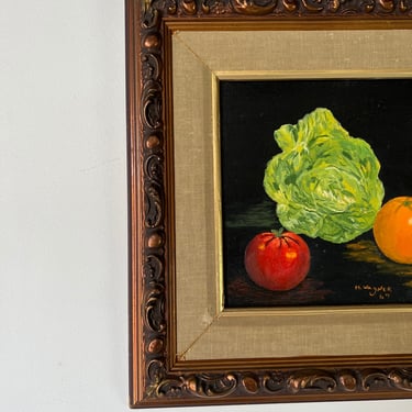 1960's Vintage H. Wagner Still Life With Fruit Oil Painting 