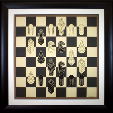 Victor Vasarely Chessboard Signed Op Art Modern Silkscreen 77/300 Framed 1975 