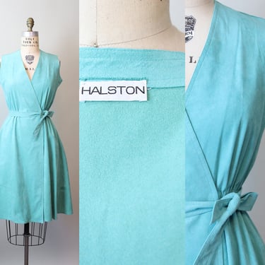 1970s 1975 HALSTON ULTRASUEDE wrap dress small medium | new spring 