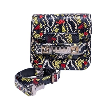 Proenza Schouler - Black &amp; Multi Color Snake Skin Print Crossbody Bag