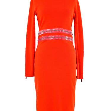 Blumarine Orange Zipper Accented Knit Bodycon Dress