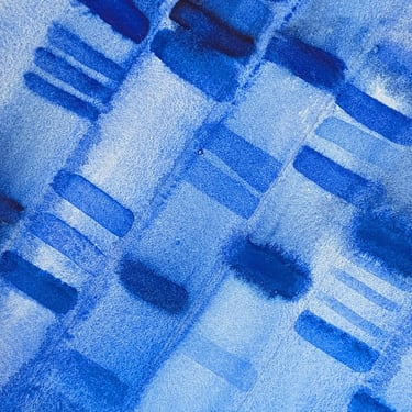 Gel Electrophoresis in Cobalt Blue - Original Watercolor Painting- Genetics DNA art 