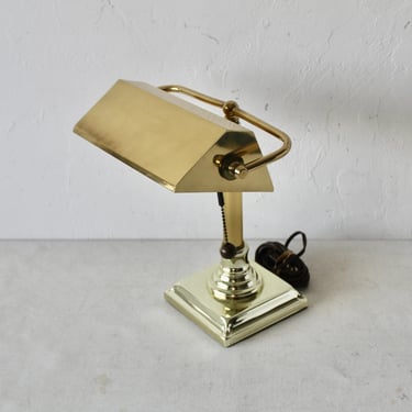 Vintage Brass Bankers Desk Lamp 
