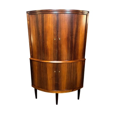 Vintage Danish Mid Century Modern Rosewood Corner Cabinet 