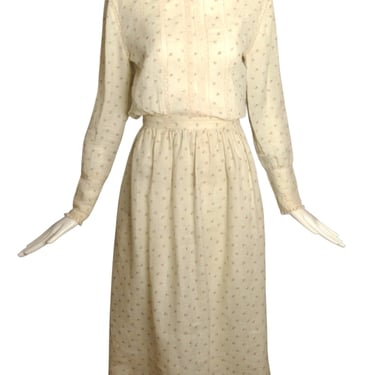 RALPH LAUREN - 1980s 2pc Floral Print Linen Dress, Size 8