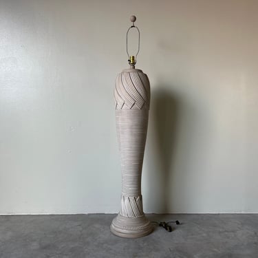 1980's Vintage Sculptural Faux Pencil Reed Plaster Floor Lamp 