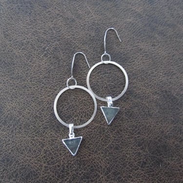 Dainty silver and labradorite hoop earrings 
