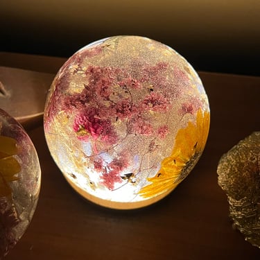 Resin Sphere Flower Nightlight Lamp Nature Decor 
