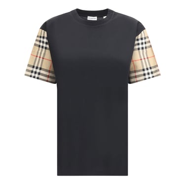 Burberry Women Check Archive Sleeve T-Shirt