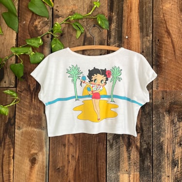 Vintage 80s Betty Boop Beach Babe Crop Top Size M 