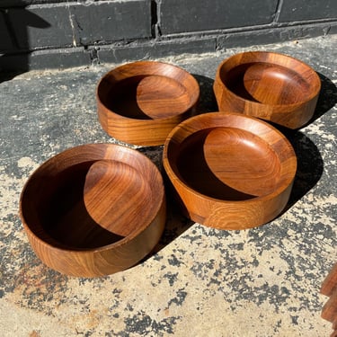 4 Danish Teak Dansk Bowls Salad Cereal Small Set Staved IHQ Jens Quistgaard 