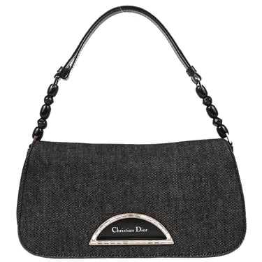 Christian Dior 2000 Black Denim Rhinestone Handbag