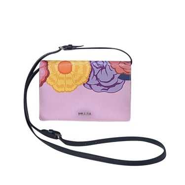 Prada - Pink, Purple, & Red Floral & Lip Print Crossbody Bag